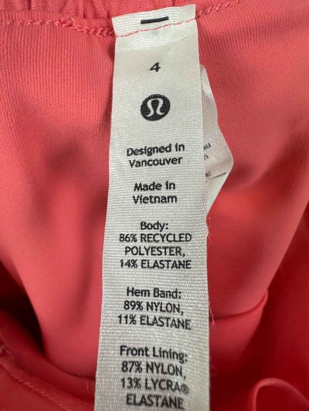 Lululemon Hotty Hot Skirt Long Size 4 LW8AEAT Rasp Cream Coral 4" inseam - Picture 6 of 7